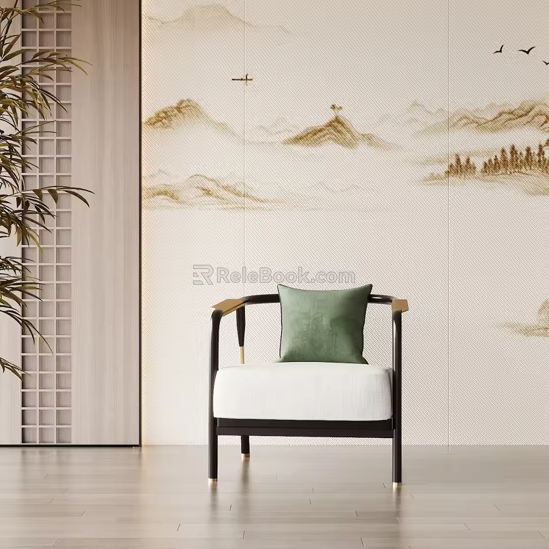 New Chinese-style Single Sofa 3d model