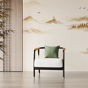 New Chinese-style Single Sofa 3d model