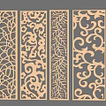 Wooden Room Dividers With Six Different Intricate Carved Patterns For Interior Design