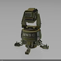 UNSC Green Mechanical Military Weapon with Base and Support Legs Structure 3d model