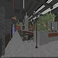 Warm Restaurant Interior With Red Brick Walls Green Plants Pendant Lights And Wooden Decor