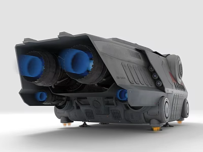 Smart Machine Featuring Blue Propellers Gray Frame Support Feet And Mechanical Details 3d model