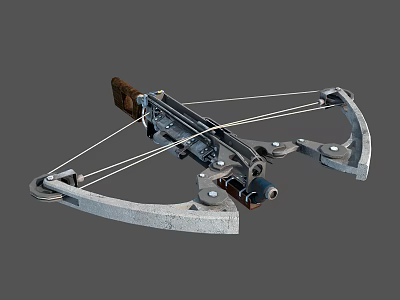 Metal Crossbow With Wooden Grip Mechanical Design Bowstring And Trigger 3d model