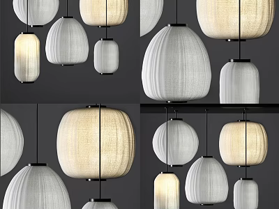 Minimalist Modern Pendant Lights With Fabric Shades And Various Design Styles For Home Decor 3d model