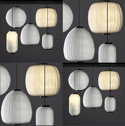 Minimalist Modern Pendant Lights With Fabric Shades And Various Design Styles For Home Decor 3d model