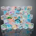 Cartoon Scenery 3D Model Featuring Multi Layered Hexagonal Structure With Colorful Rooms And Furniture