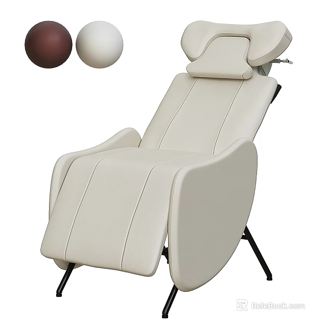 White Leather Medical Examination Chair With Adjustable Headrest And Recline Function 3d model 