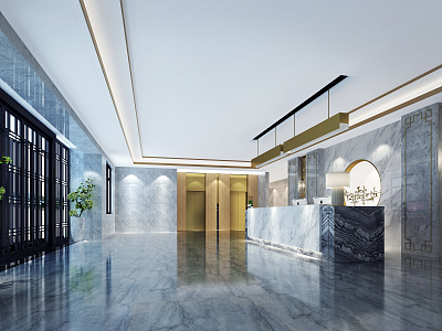 Light Luxury Hall Lobby Foyer 3d model