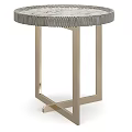 Modern Elegant Coffee Table With Round Geometric Pattern Top And Gold Metal Frame