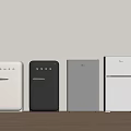 Four Stylish Refrigerators In Different Colors And Modern Designs For Kitchen Use