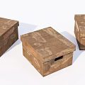 Three Brown Wooden Storage Boxes With Handles And Decorative Patterns