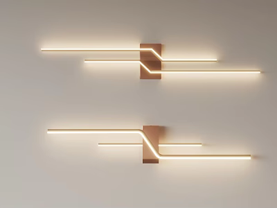 Modern Wall Lamps With Sleek LED Light Strips And Geometric Design Mounted On White Wall 3d model