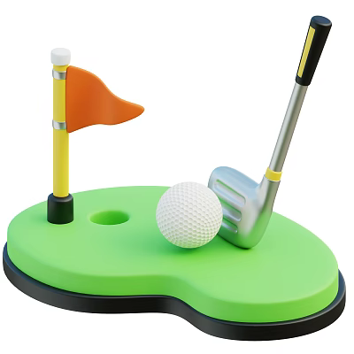 Portable Mini Golf Sports Equipment Set With Putting Mat Golf Club Ball And Orange Flagstick 3d model