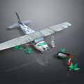 Space Exploration Aircraft Model Featuring Green Patterns Small Plants And Mini Cart