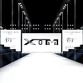 Fashion Show Runway Stage With XOTM Logo Screen And Spotlight Lights