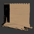 Cute Brown Cartoon Castle Model With Battlements Small Door On Dark Background