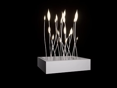 Modern Abstract Floor Lamp With Multiple Curved Light Stems And Square Base 3d model