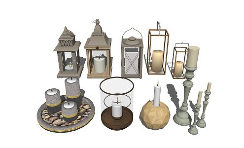 Modern candles 3d model