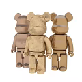 Decorative Gold Bronze Metal Bear Figurines With Textured Surfaces For Home Decor