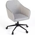 Gray Velvet Upholstered Office Chair With Ribbed Backrest And Five Star Black Caster Base