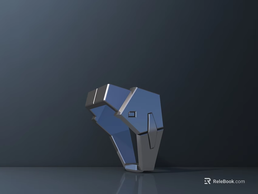 Public Facility Geometric Metal Sculpture With Blue Silver Abstract Design Elements 3d model 