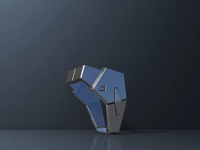 Public Facility Geometric Metal Sculpture With Blue Silver Abstract Design Elements 3d model