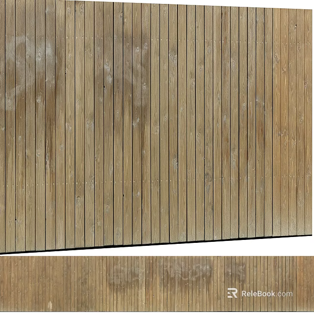 Natural Wooden Fence With Vertical Slats For Outdoor Garden Decoration 3d model 