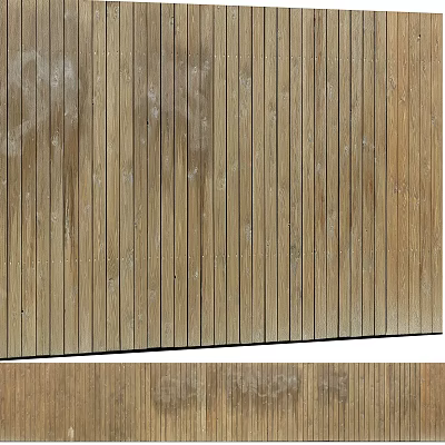 Natural Wooden Fence With Vertical Slats For Outdoor Garden Decoration 3d model