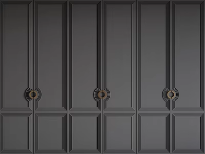Dark Gray Panel Wall Design Featuring Vertical Horizontal Lines And Circular Accents 3d model