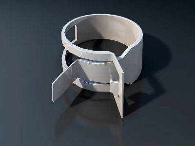 White Circular Ring With Support Flaps On Black Reflective Surface 3d model