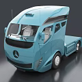 Modern Functional Semi Trailer Truck With Streamlined Design Silver Gray Body And White Patterns 3d model