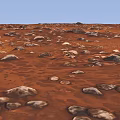 Red Rocky Ground Covered With Various Sizes Stones Under Blue Sky 3d model