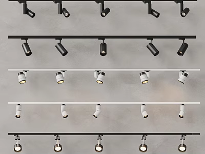 Modern Track Mounted Downlights And Spotlights With Different Styles For Interior Lighting Design 3d model