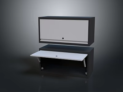 Multifunctional Storage Cabinet With Folding White Table And Black Upper Section 3d model