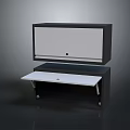 Multifunctional Storage Cabinet With Folding White Table And Black Upper Section 3d model