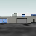 Modern Single Family House Exterior With White Gray Facade Garage And Glass Curtain Wall
