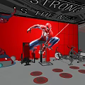 SpiderMan Themed Fitness Gym With Workout Equipment And Strong Motivational Slogan