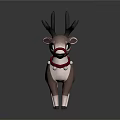 Modern game character sika deer elk antlers 3d model
