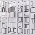 Various Window Frame Designs Showcasing Different Architectural Styles And Panel Configurations 3d model