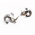 Vintage Decorative Ram Skulls With Natural Curved Horns On White Background