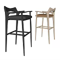 Modern Bar Stools With Armrests Tall Legs And Leather Seats In Contrasting Colors