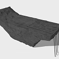 Natural Dark Stone Bench With Neatly Arranged Wooden Slats And Blue Accents