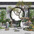 New Chinese style landscape sketch landscape sketch courtyard landscape dry landscape 3d model