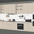 Modern Kitchen Interior Design With White Cabinets Marble Countertop And Built in Appliances