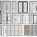 Various Modern Double Doors Designs With Glass Panels And Frame Styles 3d model