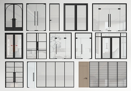 Glass double door glass single door office glass door glass door glass sliding door commercial door 3d model