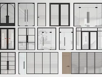 Glass double door glass single door office glass door glass door glass sliding door commercial door 3d model