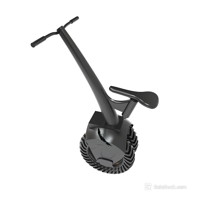 Modern Black Electric Unicycle With Large Wheel Seat And Handlebar Design 3d model 