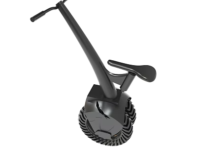 Modern Black Electric Unicycle With Large Wheel Seat And Handlebar Design 3d model