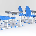 Student Desk And Chair Set With Blue Chairs White Desks And Anti Slip Pads